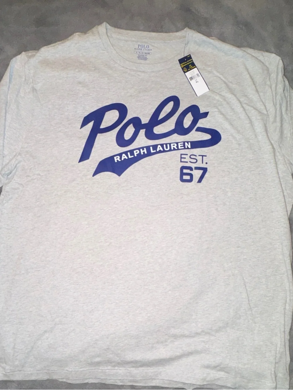 Ralph Lauren Polo Gray Tee with Navy Polo Script